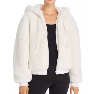 Blanc Noir Beige Aspen Faux Fur Hoodie Size L